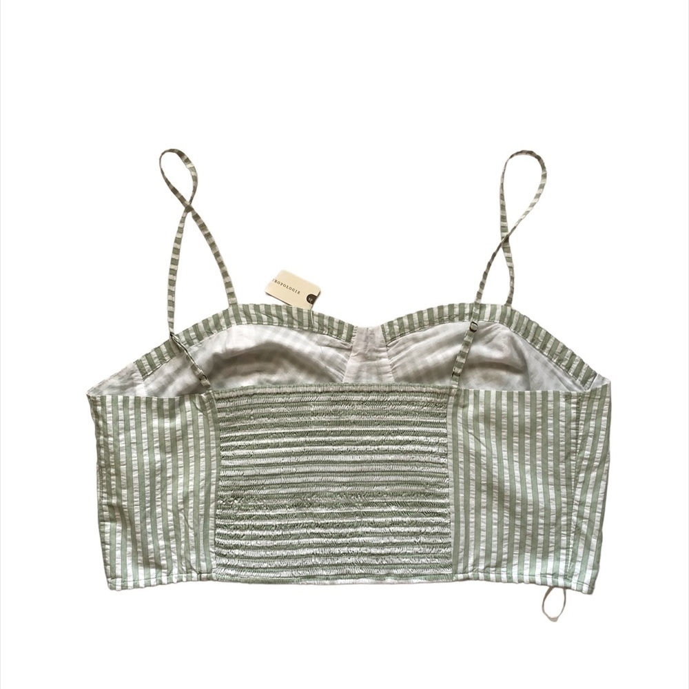 Anthropologie Bustier Stripe Crop Top Size XL Green - Picture 10 of 10